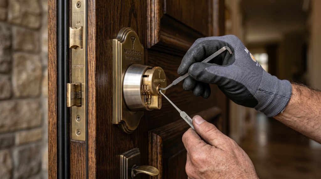 Ouverture fine d'une serrure Mul-T-Lock par serrurier professionnel