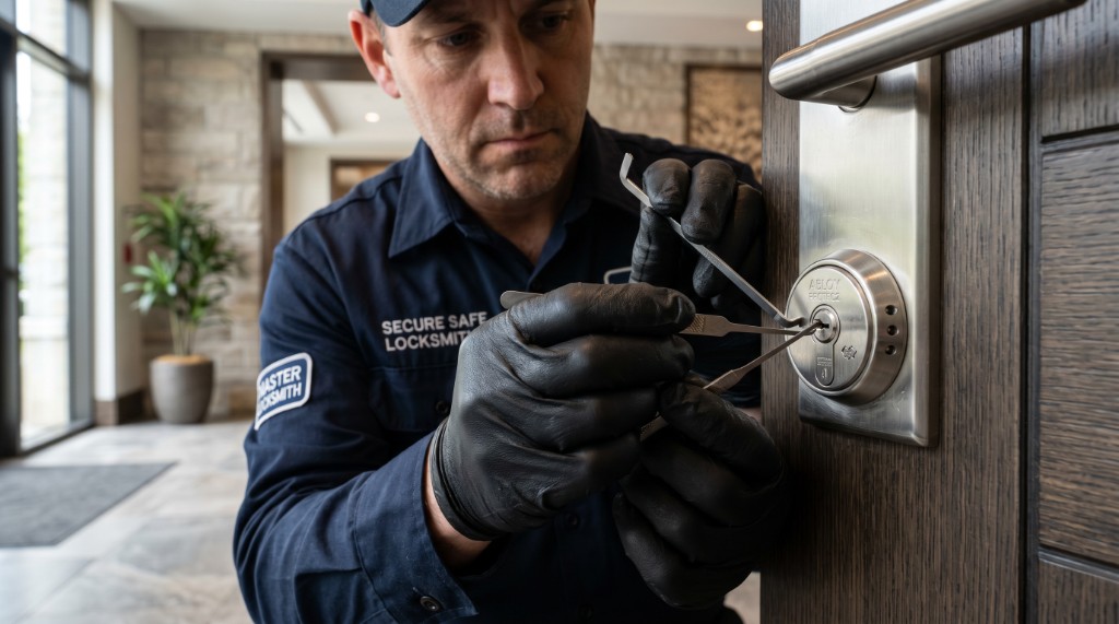Serrurier expert ouvrant une serrure haute sécurité Abus Protec2
